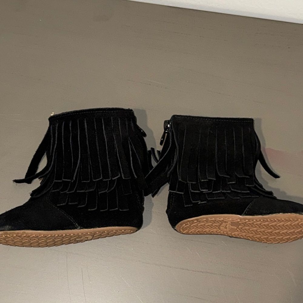MONKEY FEET Black Fringe Kids Boots - Picture 4 of 9
